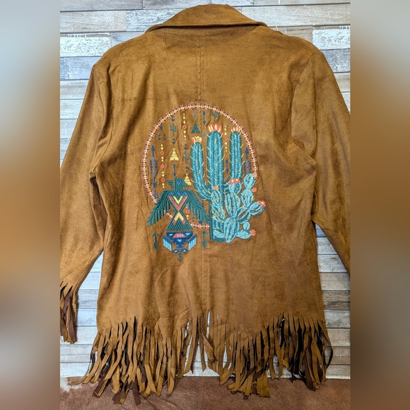 Savanna Jane Brown Fringe Jacket with Embroidered Design - Picture 2 of 16